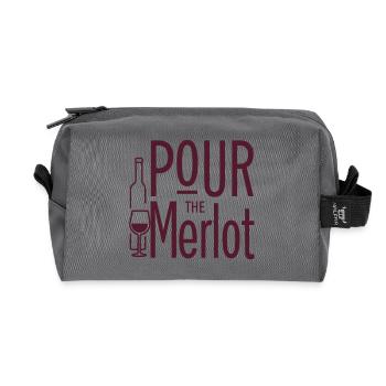 Pour the Merlot Wine Saying for Connoisseurs - Recycled Toiletry Zip Bag - anthracite - Front