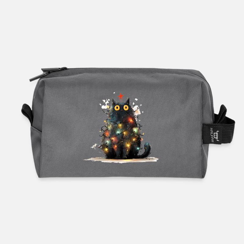 Christmas Cat Schwarze Katze als Tannenbaum - Recycelte Kulturtasche - Anthrazit