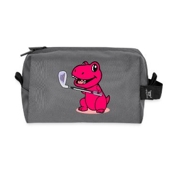 Cute Dinosaur - Kid Golf Player - Recycled Toiletry Zip Bag - anthracite - Front