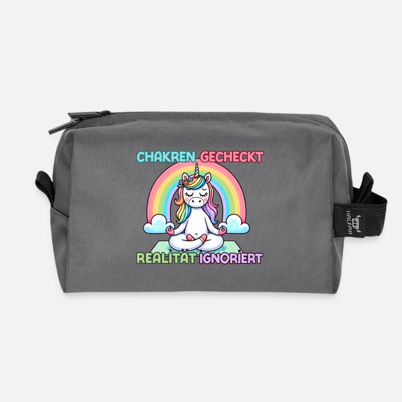 Chakras checked – reality ignored - Recycled Toiletry Zip Bag - anthracite