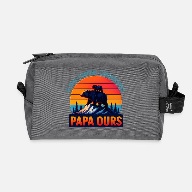 Papa Ours au Soleil Orange - Recycelte Kulturtasche - Anthrazit