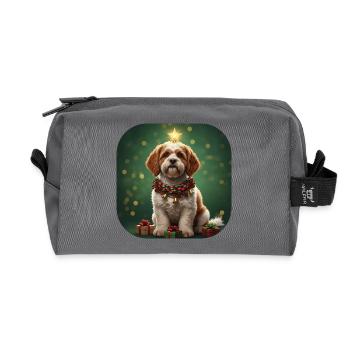 Sternenklare Weihnachten Spinone-Welpe mit Glocke - Recycelte Kulturtasche - Anthrazit - Vorne