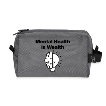 Mental Health is Wealth – Selfcare Healing Spruch - Recycelte Kulturtasche - Anthrazit - Vorne