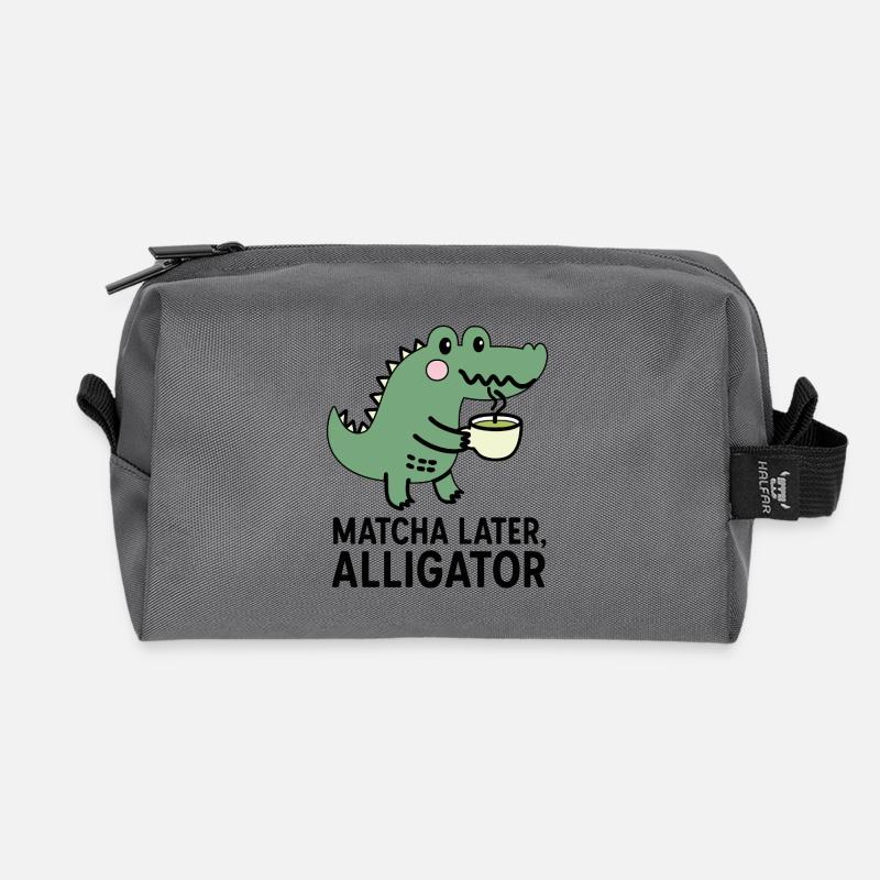 Matcha Later, Alligator Trend Spruch Tee Viral - Recycelte Kulturtasche - Anthrazit