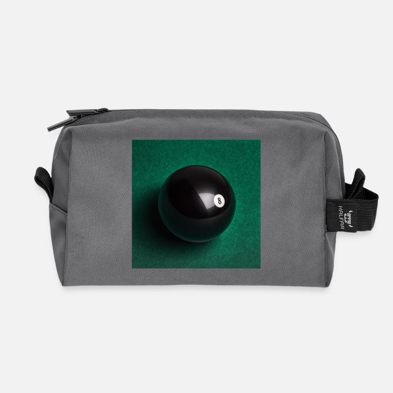 Schwarzer 8-Ball auf Filz - Recycelte Kulturtasche - Anthrazit