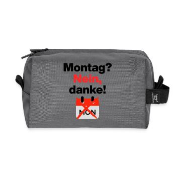 Montag? Nein, danke! Lustiges Motiv für Büromuffel - Recycelte Kulturtasche - Anthrazit - Vorne