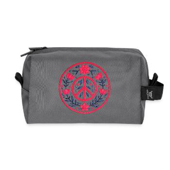 Florales Peace Mandala in Rot und Blau - Recycelte Kulturtasche - Anthrazit - Vorne