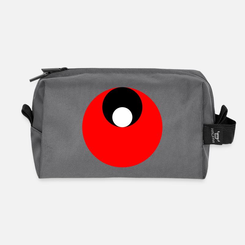 3 Kreise, rot, schwarz und weiß - Recycelte Kulturtasche - Anthrazit
