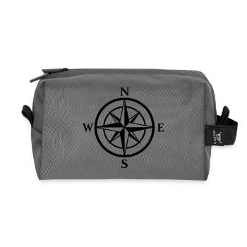 North Star Compass Rose Print - Recycled Toiletry Zip Bag - anthracite - Front