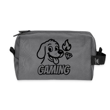 Gaming Schrif mit lustigem Hundemotiv und Icons - Recycelte Kulturtasche - Anthrazit - Vorne