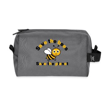 Save the Bees – Rettet unsere Bienen und Erde - Recycelte Kulturtasche - Anthrazit - Vorne