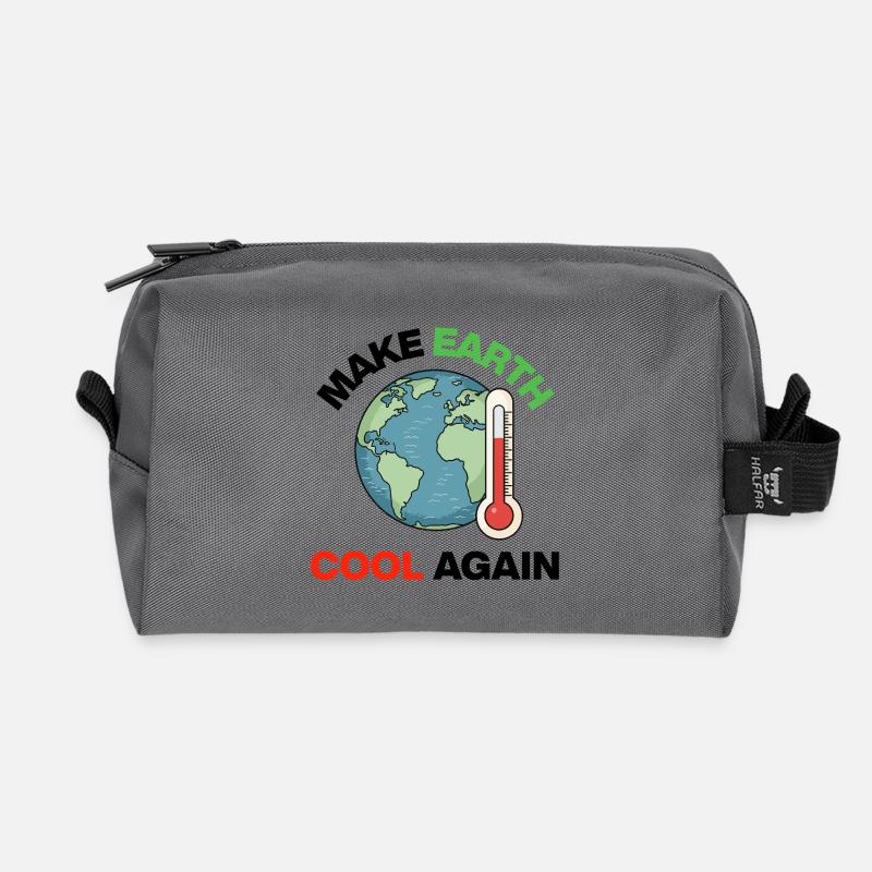 Make Earth Cool Again – Act Now - Recycled Toiletry Zip Bag - anthracite