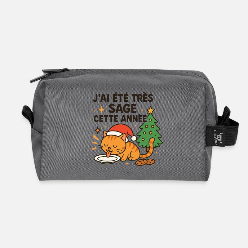Weise und Gourmet-Weihnachtskatze - Recycelte Kulturtasche - Anthrazit