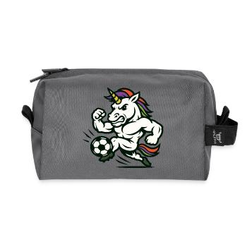 Mascotte Power Unicorn Soccer Sprintant Vite - Trousse de toilette en tissu recyclé - anthracite - Devant