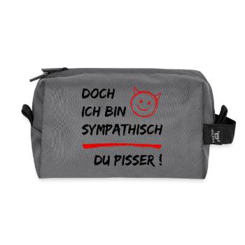 Doch ich bin Sympathisch-Du Pisser-Funny Statement - Recycelte Kulturtasche - Anthrazit - Vorne