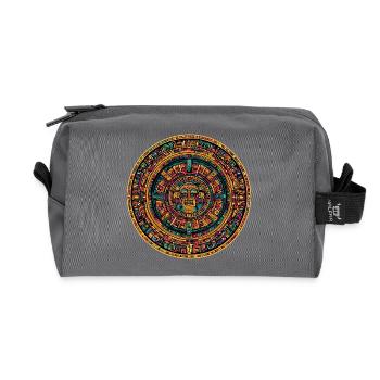 Aztec solar circle in a blaze of colour - Recycled Toiletry Zip Bag - anthracite - Front