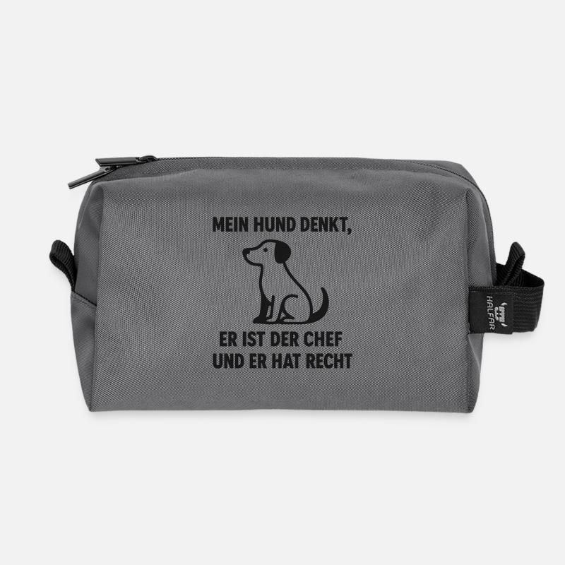 Mein Hund denkt, er ist der Chef - Recycelte Kulturtasche - Anthrazit