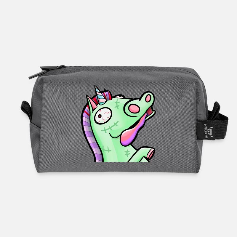 Verrücktes Pastell-Zombie-Einhorn - Recycelte Kulturtasche - Anthrazit