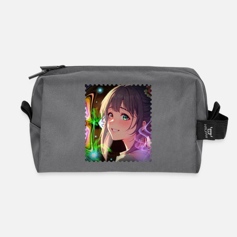 Magical Neon Dream Heroine - Recycled Toiletry Zip Bag - anthracite