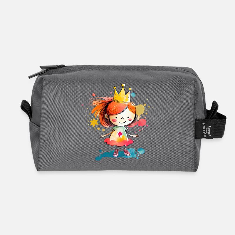Kunterbunte Prinzessin Wasserfarben - Recycelte Kulturtasche - Anthrazit