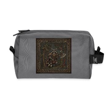 Guerrier viking raton laveur avec hache runique - Trousse de toilette en tissu recyclé - anthracite - Devant