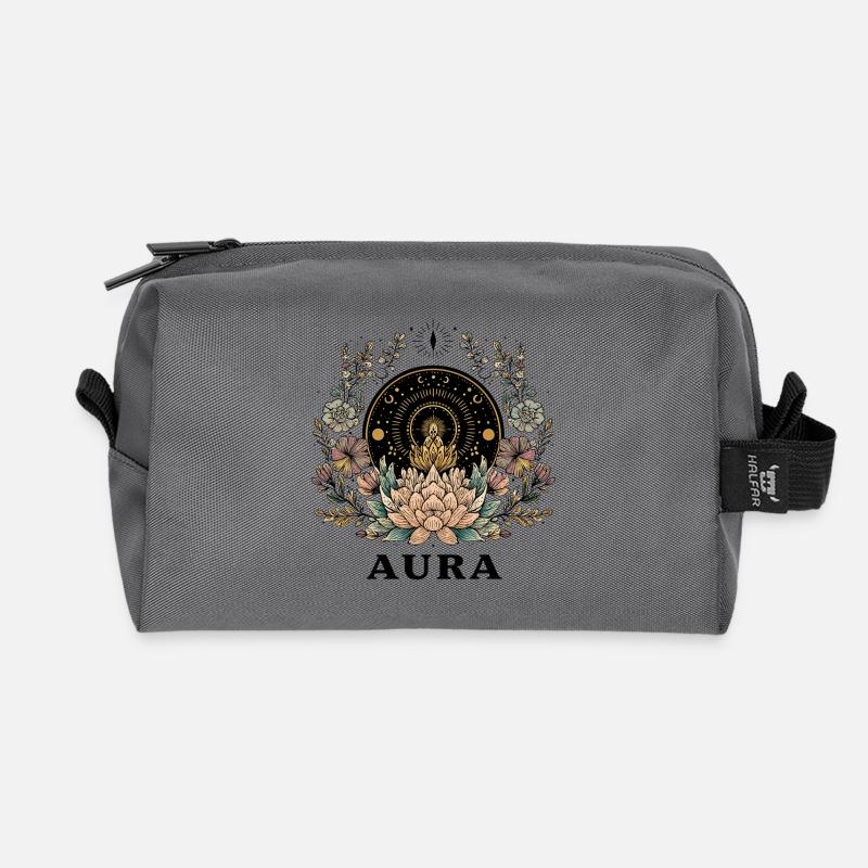 Aura Lotus Mandala - Recycelte Kulturtasche - Anthrazit