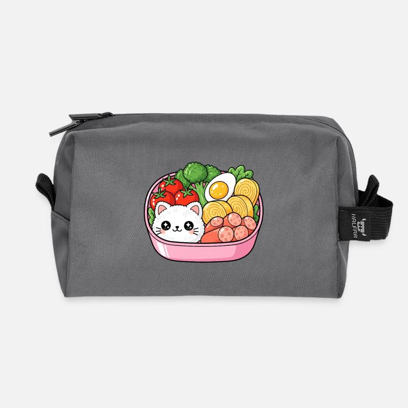 Kawaii Bento Katzenschale - Recycelte Kulturtasche - Anthrazit