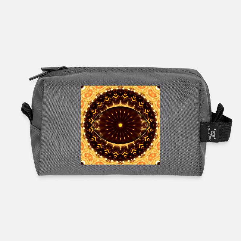Mandala de l’Œil de Feu - Trousse de toilette en tissu recyclé - anthracite