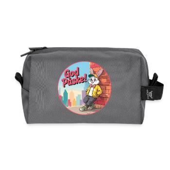 Le lapin de Pâques en milieu urbain - - Trousse de toilette en tissu recyclé - anthracite - Devant