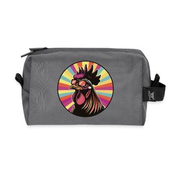 Rooster Pop Art with Sunglasses - Recycled Toiletry Zip Bag - anthracite - Front