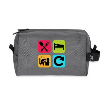 Mange, Dors, travaille, répète une citation drôle, travail - Trousse de toilette en tissu recyclé - anthracite - Devant