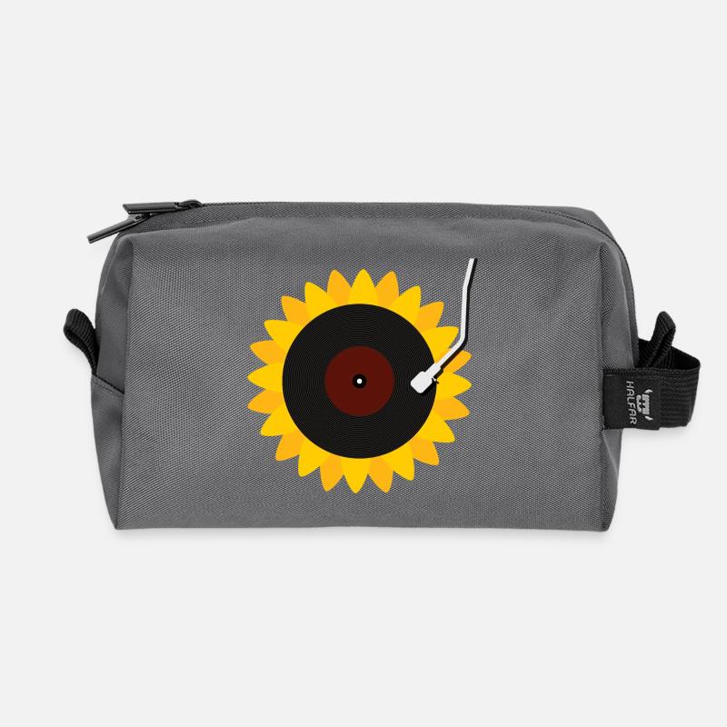 Sunflower Record - Recycled Toiletry Zip Bag - anthracite