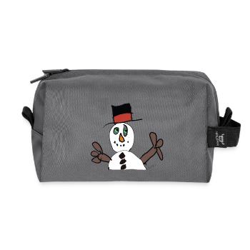 Winter Magic Snowman in Hat - Recycled Toiletry Zip Bag - anthracite - Front