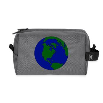 Globule minimal : Terre en bleu-vert - Trousse de toilette en tissu recyclé - anthracite - Devant