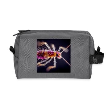 Neon Insect Macro – Abstract Micro World Design - Recycled Toiletry Zip Bag - anthracite - Front