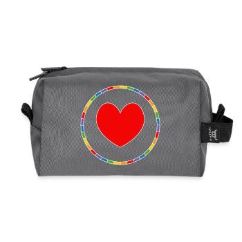 LGBT Herz im Regenbogenring - Recycelte Kulturtasche - Anthrazit - Vorne