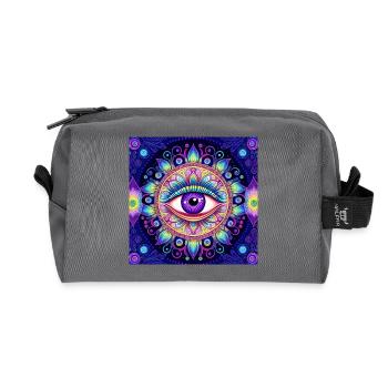 Auge im farbigen Mandala - Recycelte Kulturtasche - Anthrazit - Vorne