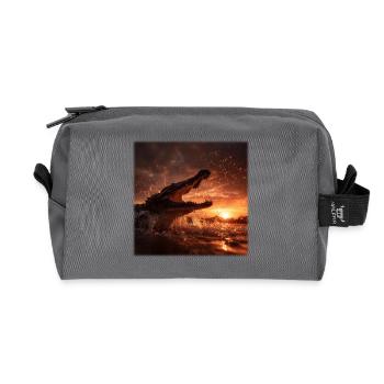 Wild Crocodile Action Sunset River - Recycled Toiletry Zip Bag - anthracite - Front