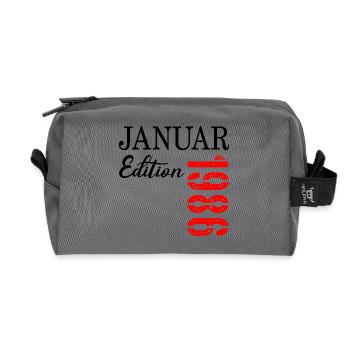 41. Geburtstag Januar 1986 - Recycelte Kulturtasche - Anthrazit - Vorne