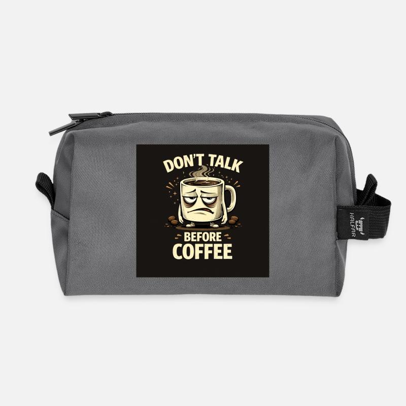 Don't talk before coffee - Recycled Toiletry Zip Bag - anthracite