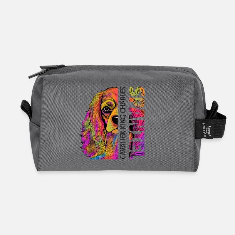 Cavalier King Charles Spaniel - Recycled Toiletry Zip Bag - anthracite