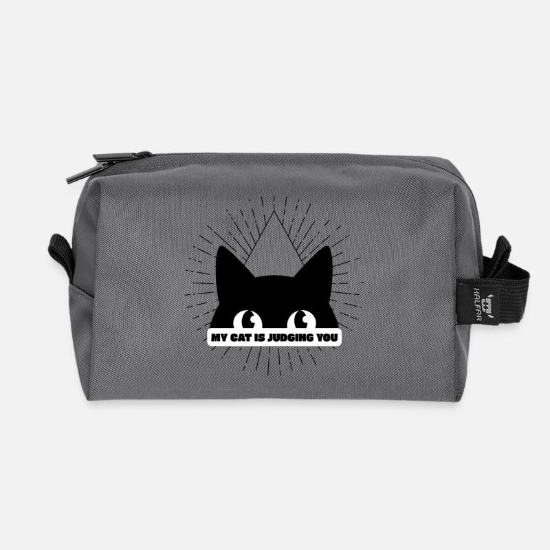MY CAT IS JUDGING YOU - Recycled Toiletry Zip Bag - anthracite