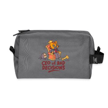 Cat CEO: CEO of Bad Decisions - Recycled Toiletry Zip Bag - anthracite - Front