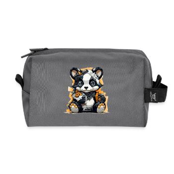Panda Robo mit Bauwerkzeug - Recycelte Kulturtasche - Anthrazit - Vorne