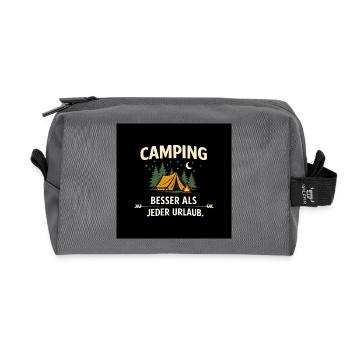 Camping better than any holiday - Recycled Toiletry Zip Bag - anthracite - Front