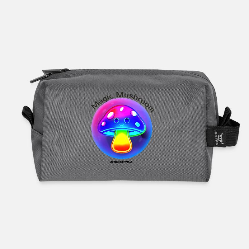 Leuchtender Regenbogenpilz Neon - Recycelte Kulturtasche - Anthrazit