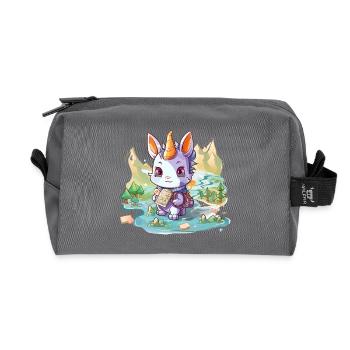 Wandering Unicorn Bunny with Map - Recycled Toiletry Zip Bag - anthracite - Front