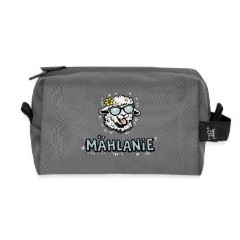 Mählanie Funny Sheep Doodle Name Melanie - Recycled Toiletry Zip Bag - anthracite - Front