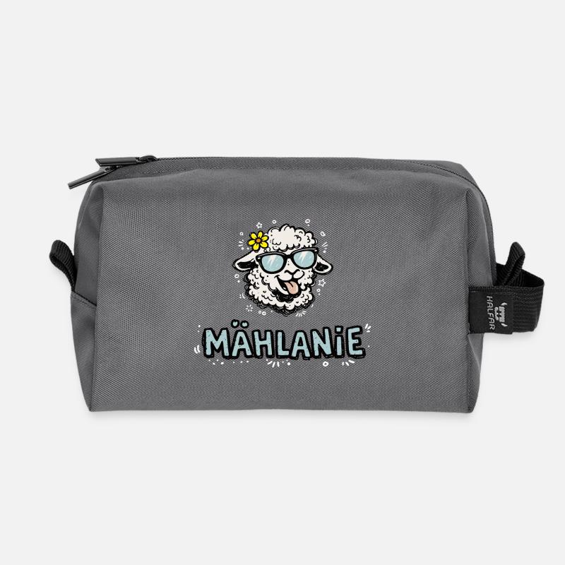 Mählanie Lustiges Schaf Doodle Name Melanie - Recycelte Kulturtasche - Anthrazit