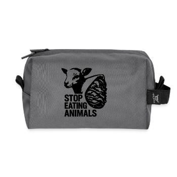 Arrêtez de manger des animaux – Droits des animaux - Trousse de toilette en tissu recyclé - anthracite - Devant